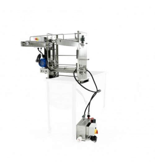 Entdeckelungsmaschine mit geschlossenem Wasserkreislauf, Kettenförderer, Lyson MINIMA Line