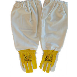 Imkerhandschuhe Leder, mit Stoffstulpe